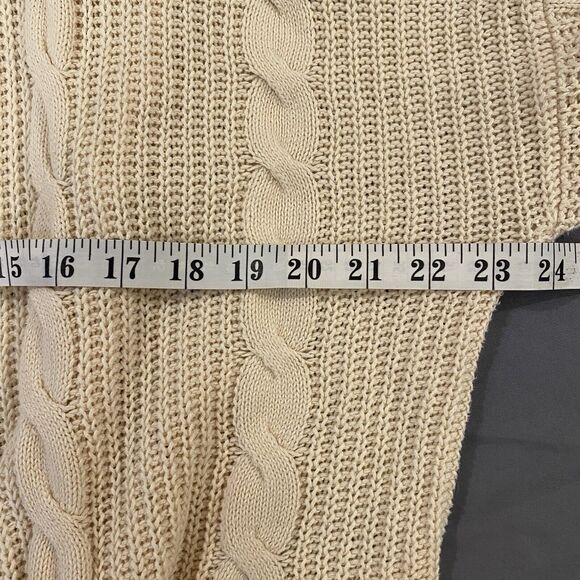 Vici Cable Knit Cardigan Sweater Small/Medium Open Front Ivory Cream Pockets - Picture 7 of 8